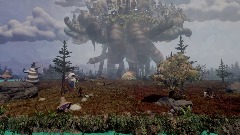 Floating tentacle city fantasy landscape image