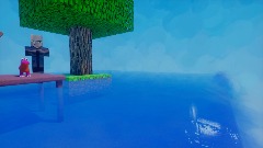 Bo goes for a swim but Minecraft