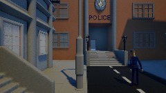Popoman entra nel luogo della polizia