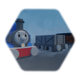 a familiar blue tank engine