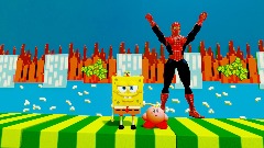 Spongebob Kirby and Peter Parker in green chill zon