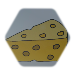 A painting of a wedge of Swiss Cheese