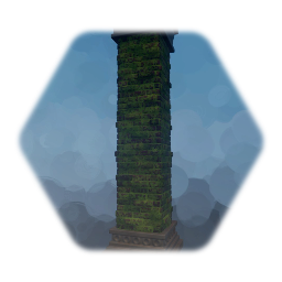 Mossy red brick stone pillar