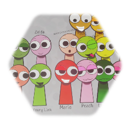 Nintendo characters as SPRUNKI PYRAMIXED character