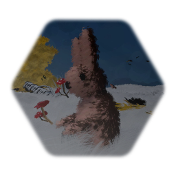 Winter pond with rabbits