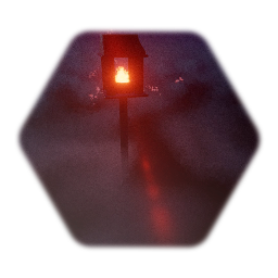 Tall flaming torch with moths