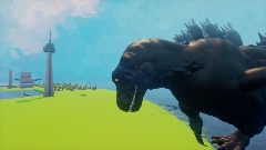 The weird fight of the living plane and the godzilla rex