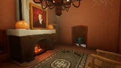Haunted fireplace with demo puppet