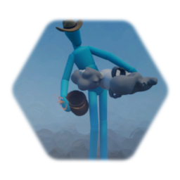 Guy putting horse in a bag