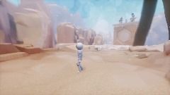 Astronaut Explores Ancient Temple