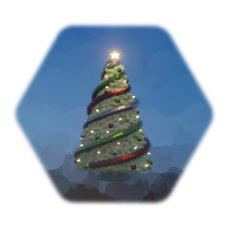 Christmas Tree - Green, Red & Gold Theme, Warm White Lights