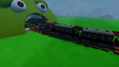 Train penetrating hillside