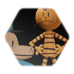 <button="Early Design Of Dog-Man, Petey And Lil Petey (Movie)">