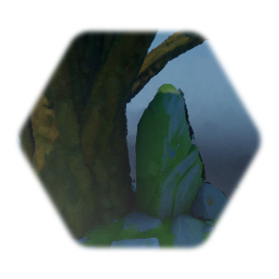 Mossy tree and stone set