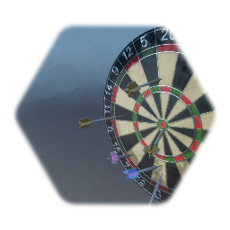 Dart board with darts