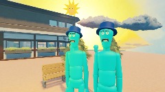 Remix of Movie set example - park bench and cafe