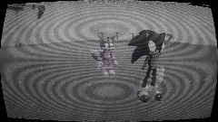 Sonic and Tails 3D 8-bit style and old tv screen filter