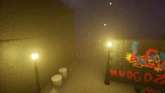 The yellow street lights