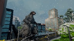 Godzilla 2001 destroys a city