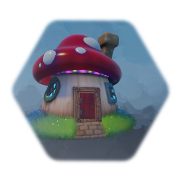 Mushroom house with opening door and light