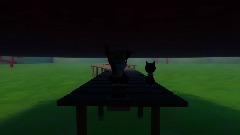 The little witch wanna play with cats.