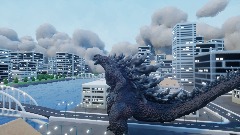 Godzilla destroys a city