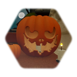 Halloween carvable and already carved pumpkin.