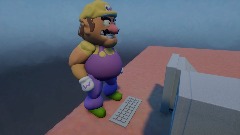 Wario screaming at a horror game and falls off a ledge and dies