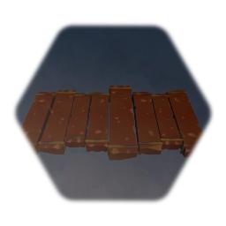 Wooden Log Platform with Ropes