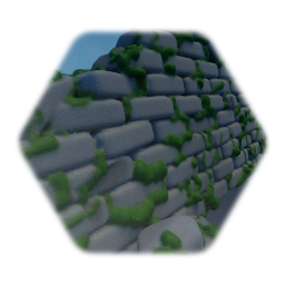Mossy broken brick wall