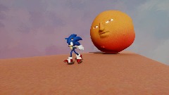 Sonic running from a Meat ball man