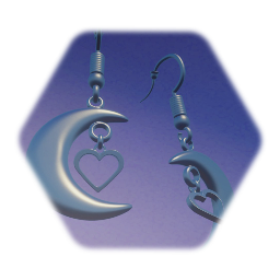 Silver Lunar Heart Charm Earring Set