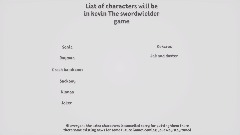 List of characters will be in kevin The swordwielder