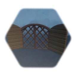 Lattice Window with Curved Top and Shutters