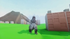 Minilla destroys a city