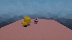 Wario     gets chased by chick with cat in background