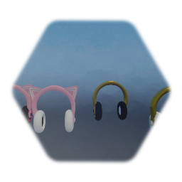 Gold And Pink-Kitty Headphones [Black and White]