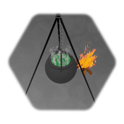 Fire with cauldron