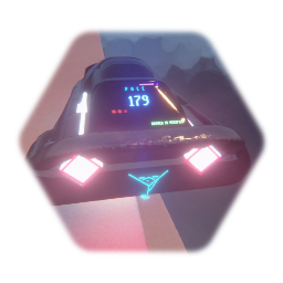 Cyberpunk hovering car with gun