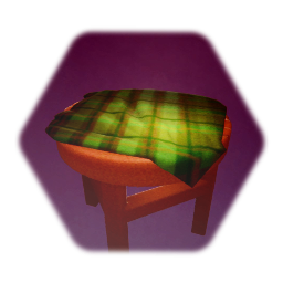 Small Wooden Table with Cloth Cover