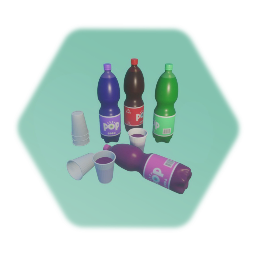 soda bottle + Cups