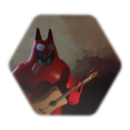 hellish banban with a  guitar