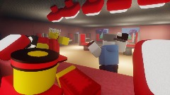 Uh my friends in a pizza store