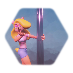 Tawna Bandicoot on the pole & blowing a kiss (Animation)