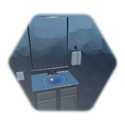 Bathroom Sink/Vanity, Mirror, Hand Towel, Outlet