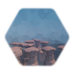 Various crumbling Badlands pillars
