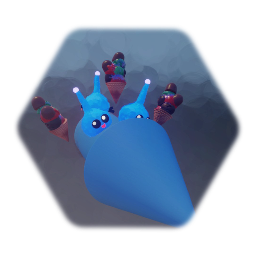 Blues imp riding on a firework