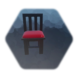 Wood chair/red cushion