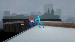 Mario Gets shoved off a cliff