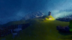 Suddenly, rain upon the meadow